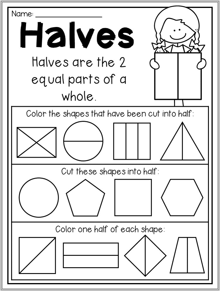 Halving Whole Numbers Worksheet