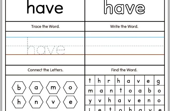 High Frequency Spelling Words Worksheets