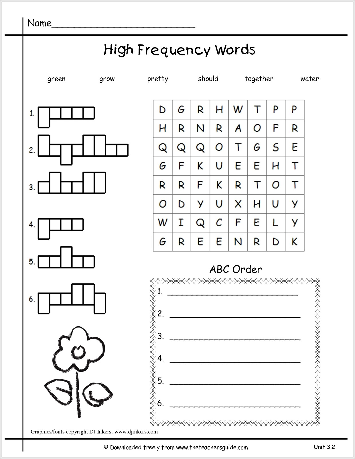 High Frequency Word To Worksheet