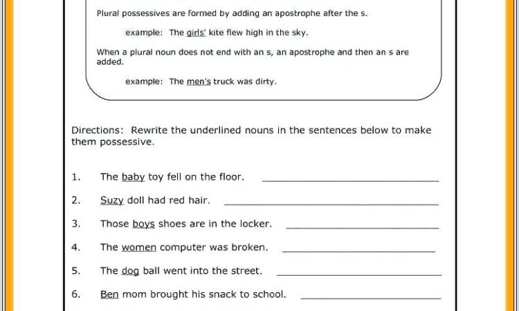 High School Apostrophe Worksheet