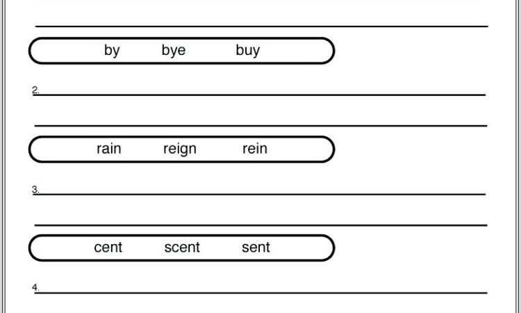 High School Homophone Worksheet