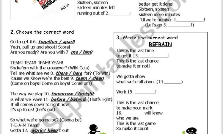 High School Musical Worksheet