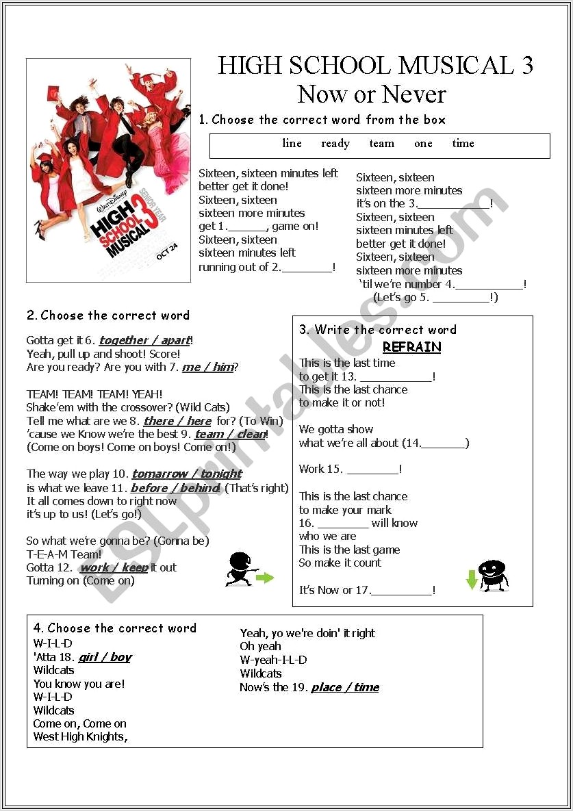 High School Musical Worksheet
