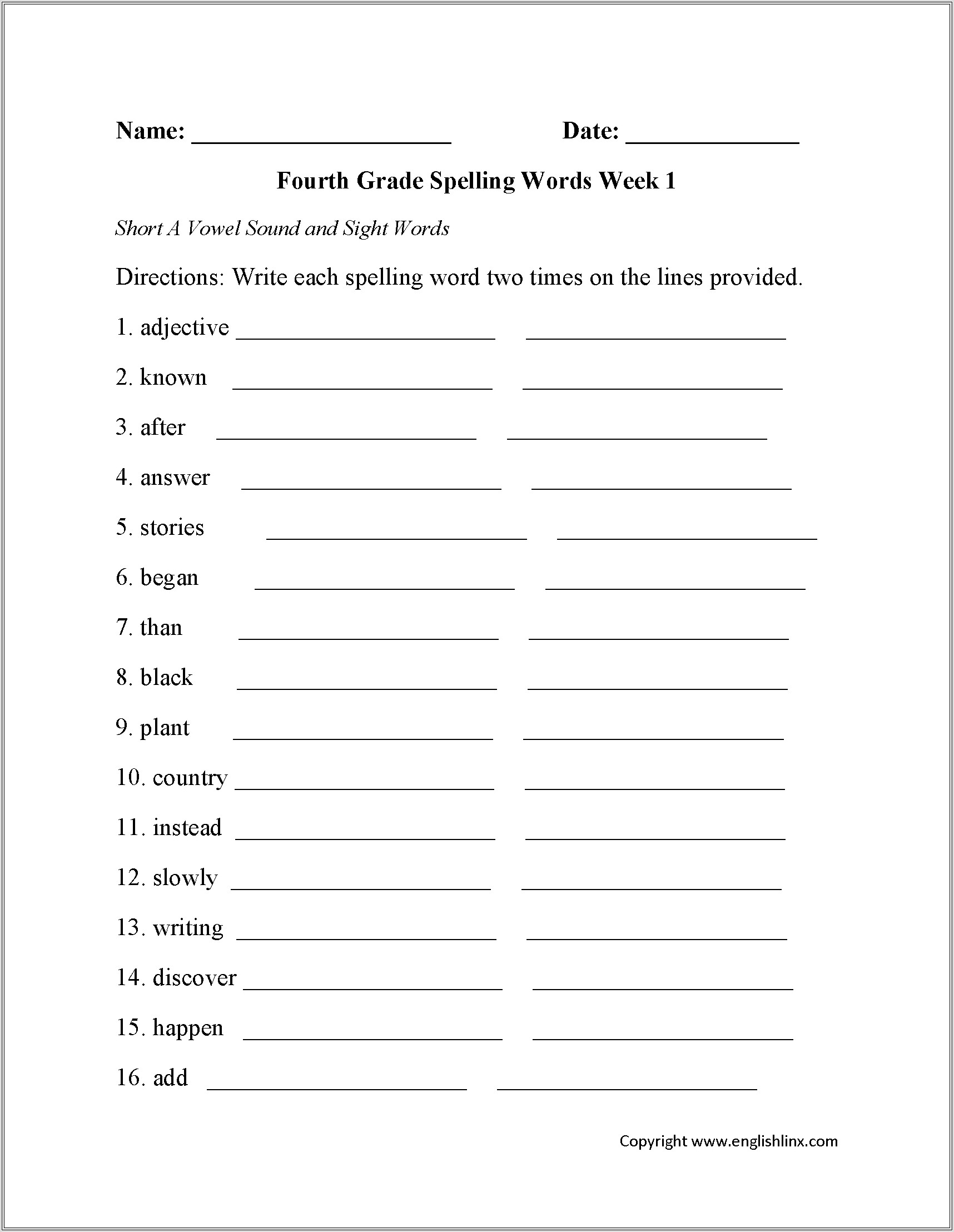 High School Spelling Words Worksheets
