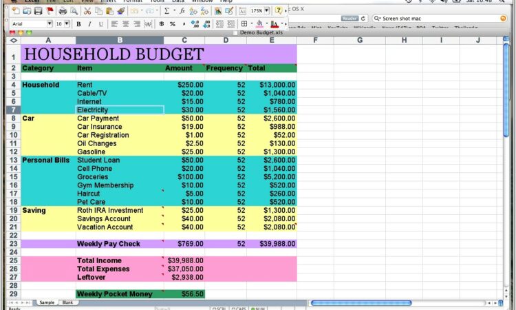 Home Budget Excel Sheet Free