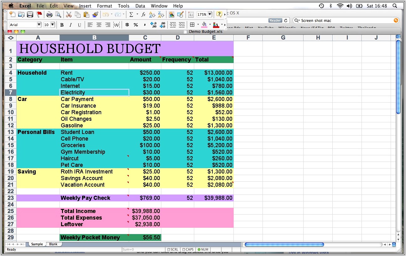 Home Budget Excel Sheet Free