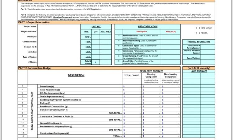 Home Construction Budget Worksheet Template