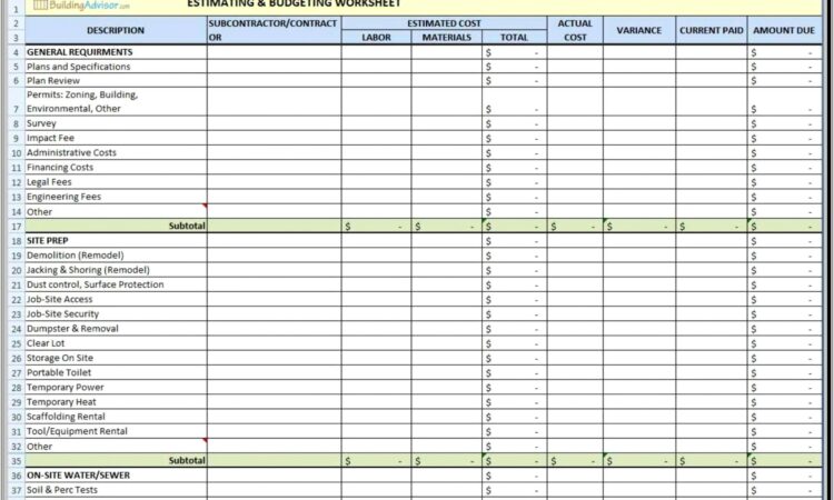 Home Renovation Budget Spreadsheet Uk