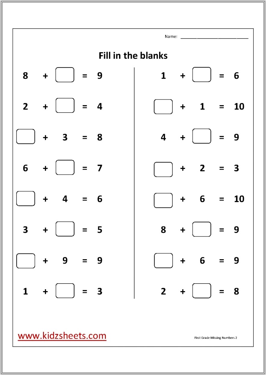 Homeschool Math Addition Worksheet 1