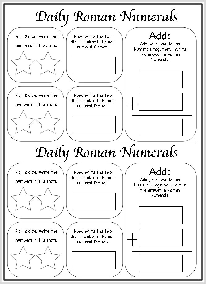 Homeschool Math Roman Numerals Worksheet