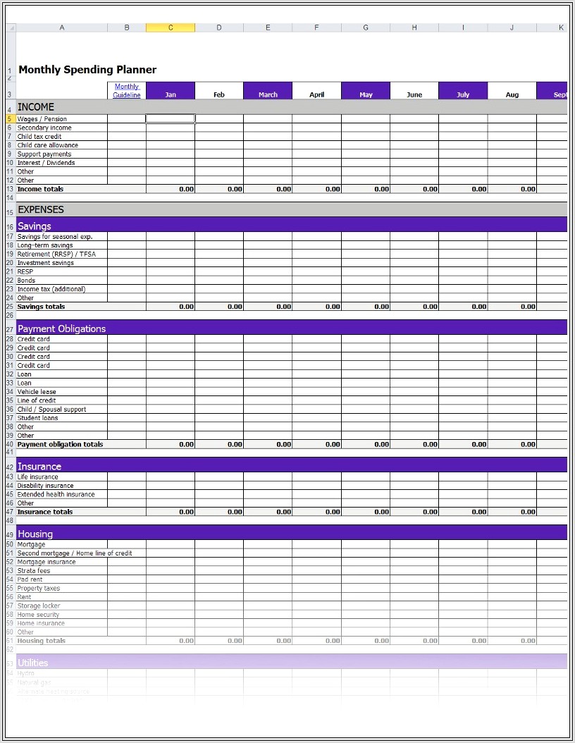 Household Budget Management Spreadsheet 10 Download