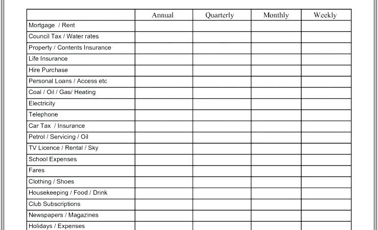 Household Budget Planning Worksheet