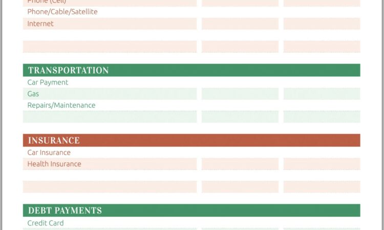 Household Budget Sheet Example