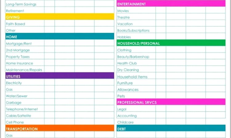 Household Budget Templates Uk