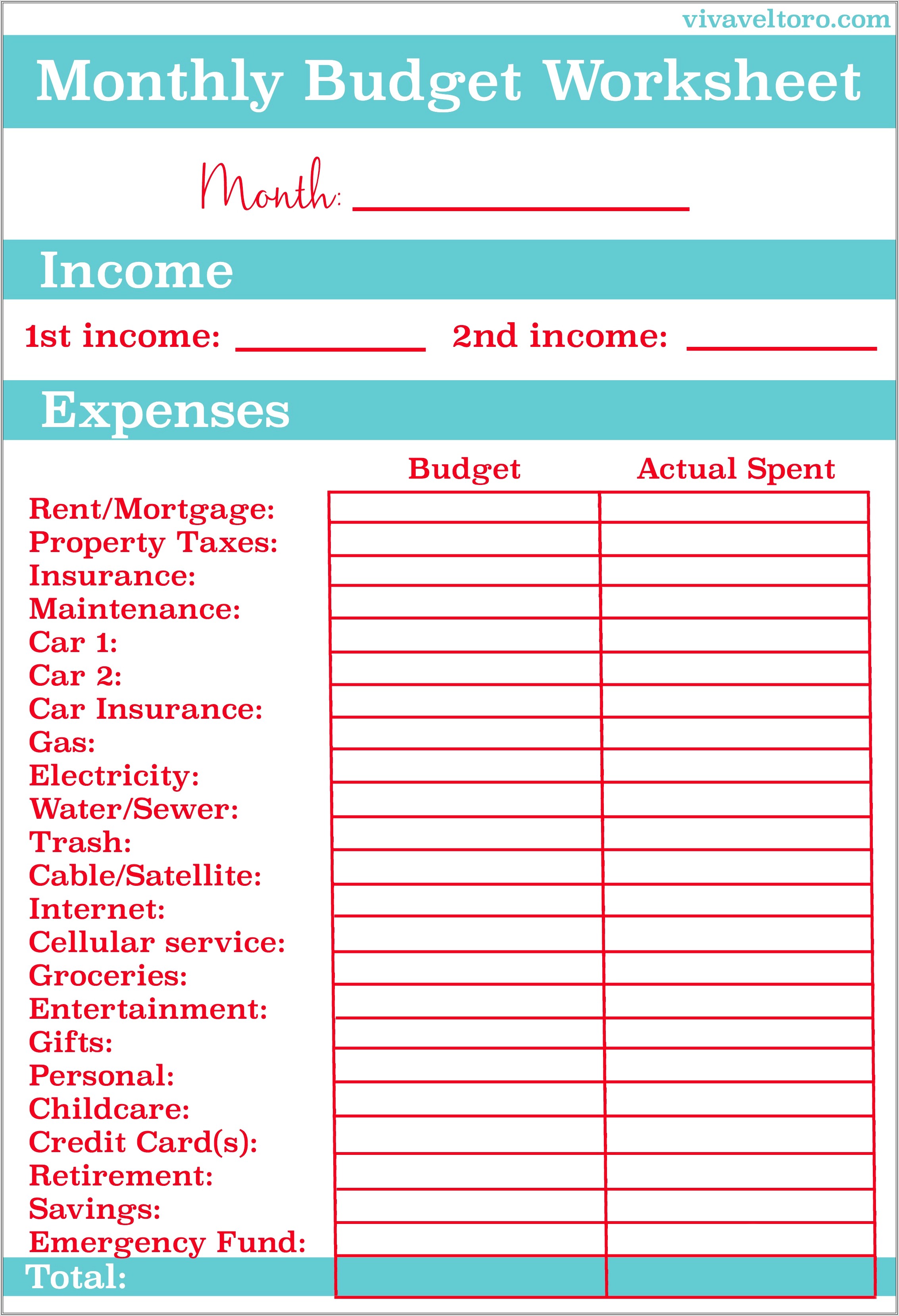 How To Budget Worksheet