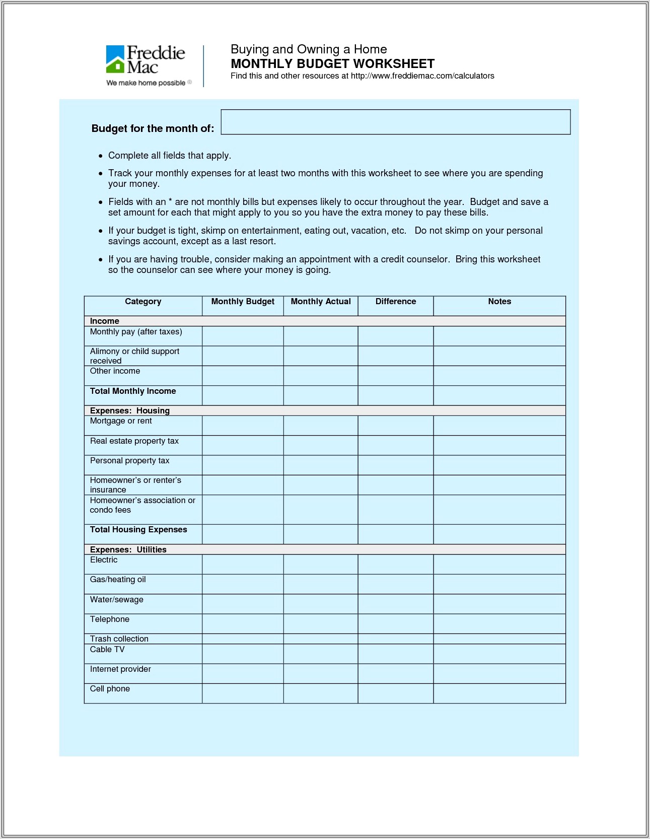 How To Home Budget Worksheet