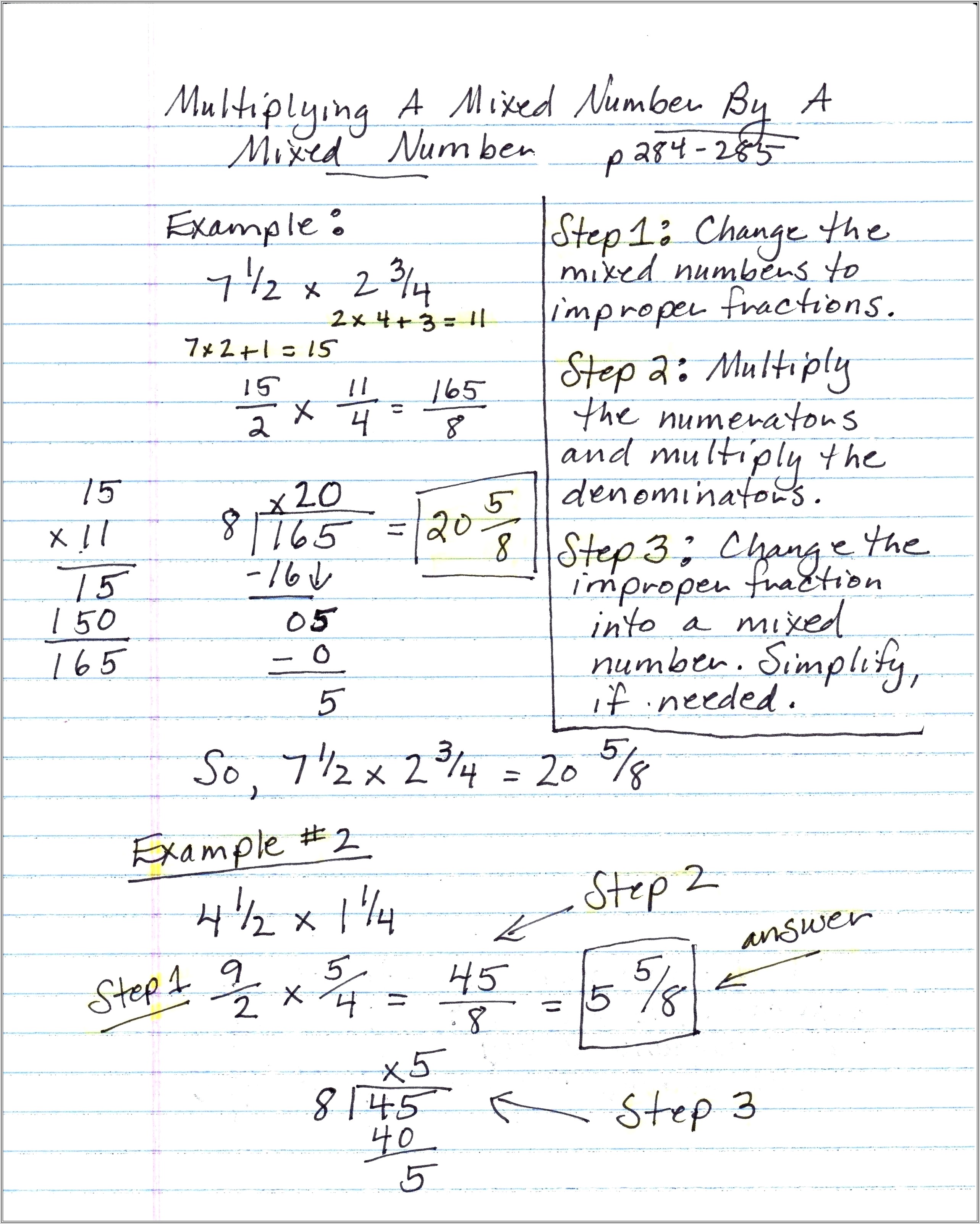 How To Multiply Mixed Numbers Worksheet