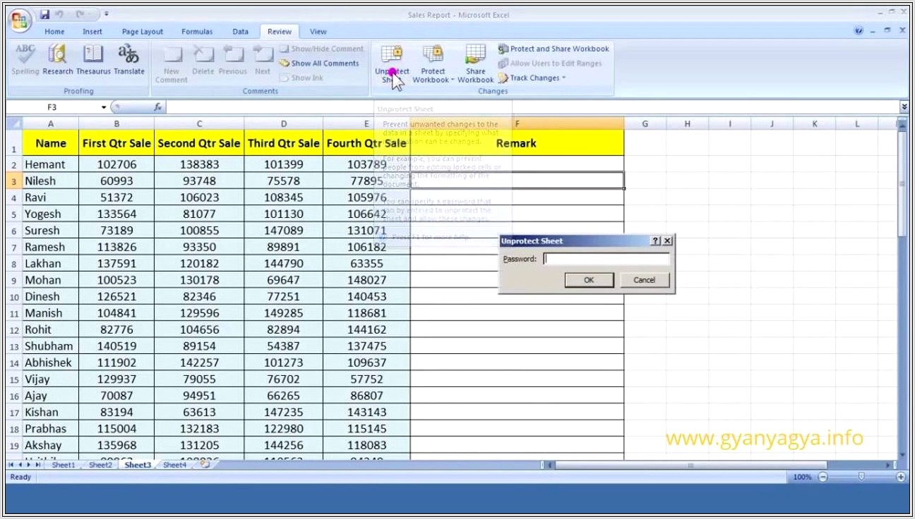 How To Protect Excel Worksheet 2007