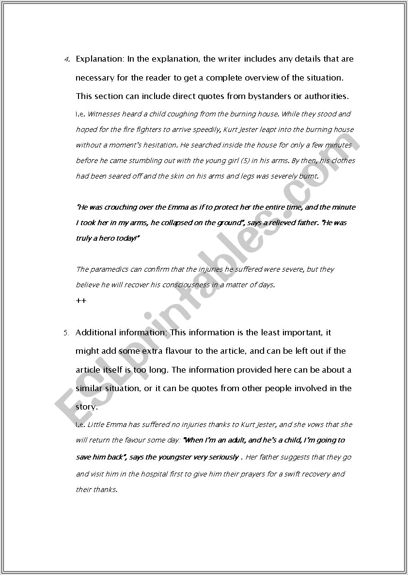 How To Write A Newspaper Article Worksheet