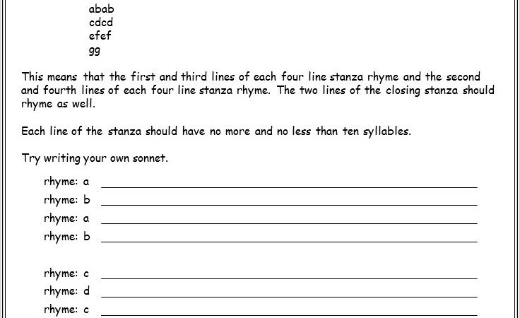 How To Write A Sonnet Poem Worksheet