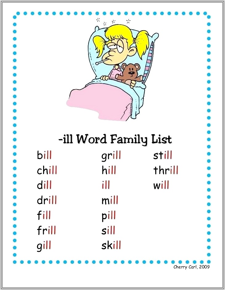 Ill Word Family Printable Book