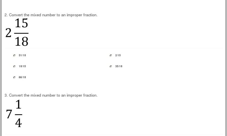 Improper Fraction And Mixed Number Worksheet