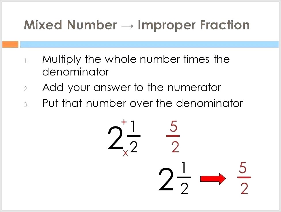Improper Fractions To Mixed Numbers Worksheet Answers