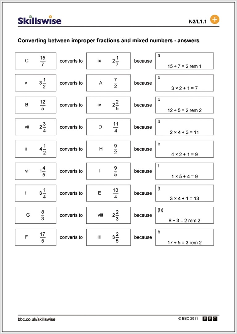 Improper Fractions To Mixed Numbers Worksheet Pictures