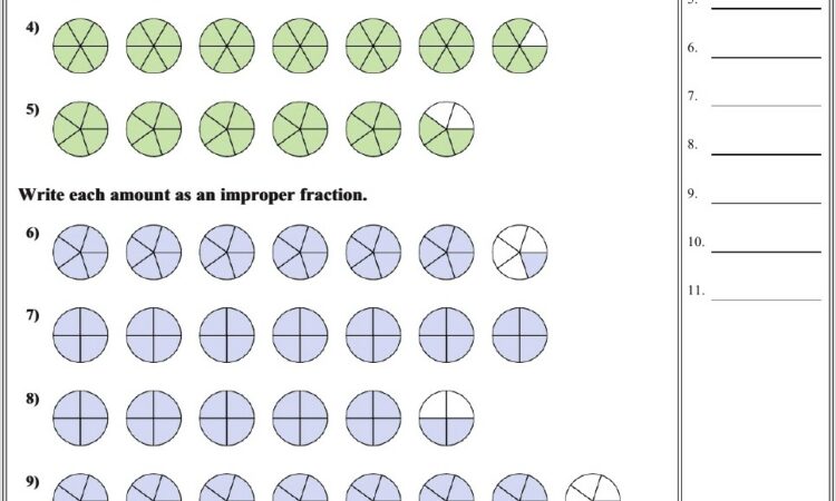 Improper Fractions Worksheet Visual