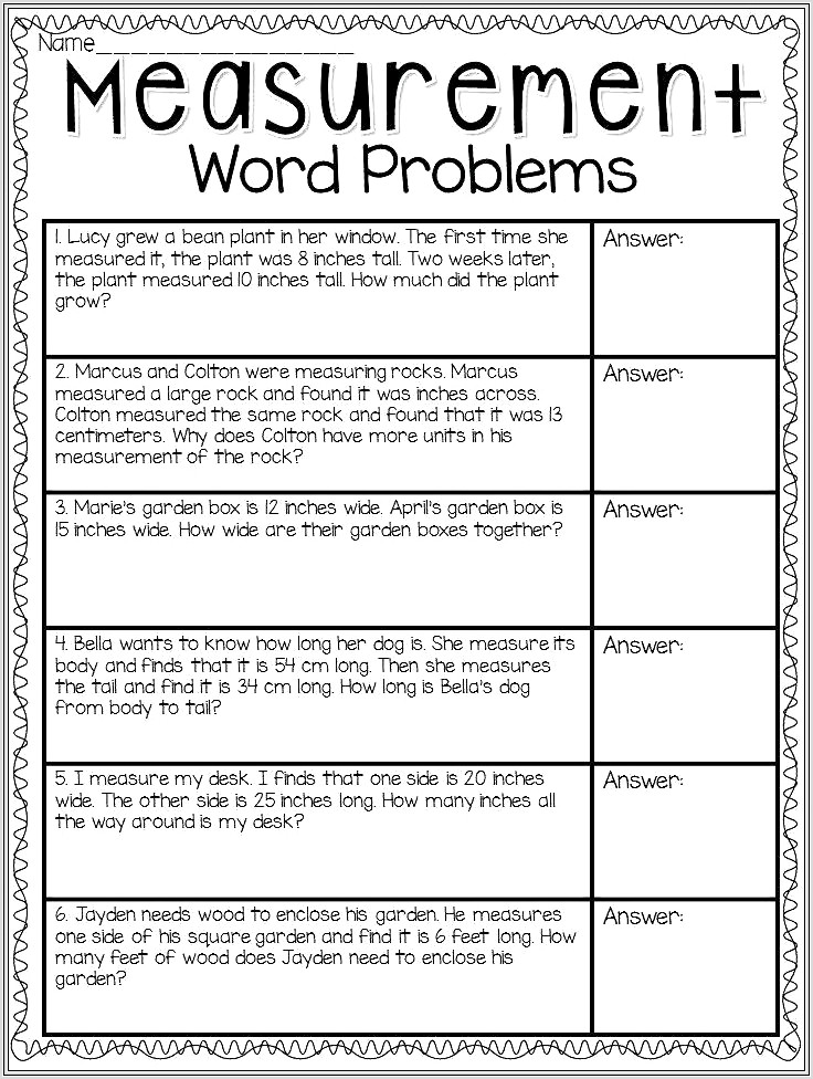 Inches Worksheet Second Grade