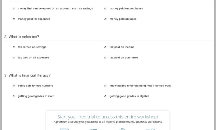 Income Tax Worksheet High School