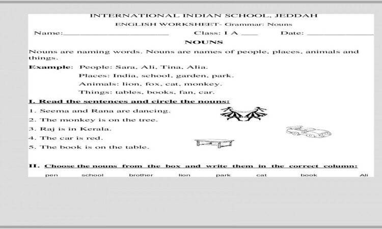 Indian School Jeddah Worksheet