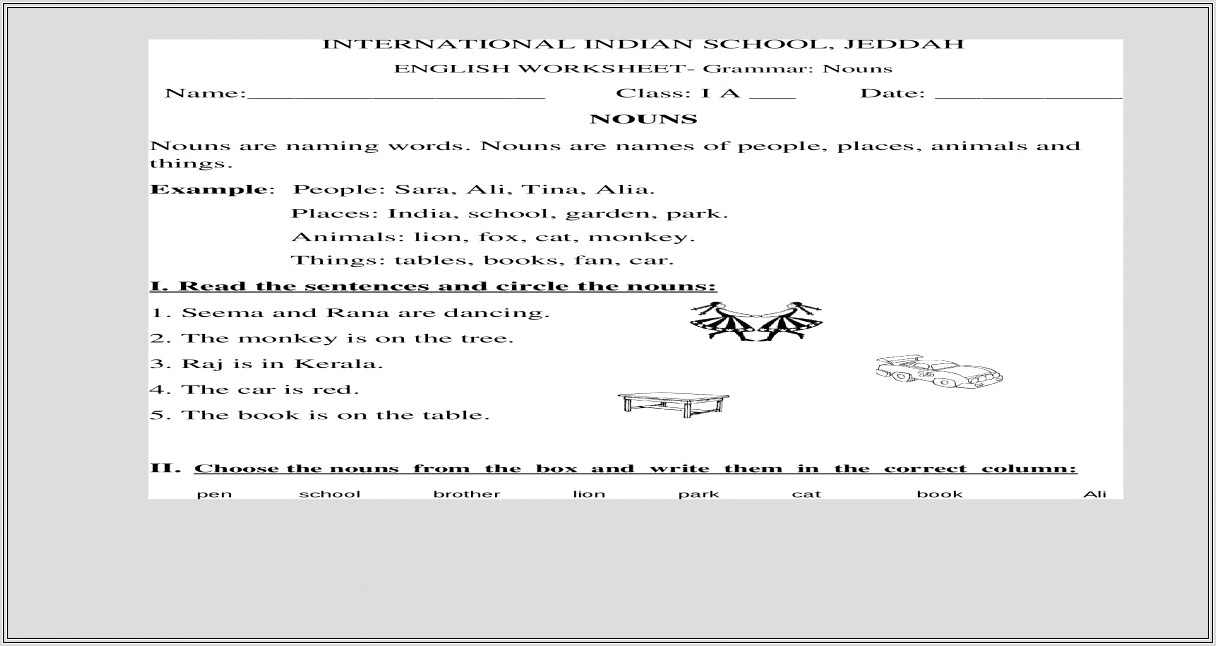 Indian School Jeddah Worksheet