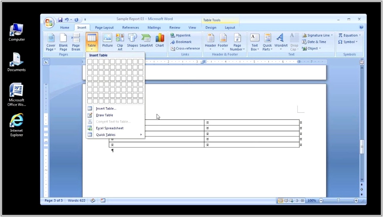 Insert Excel Worksheet Into Word 2007 Document