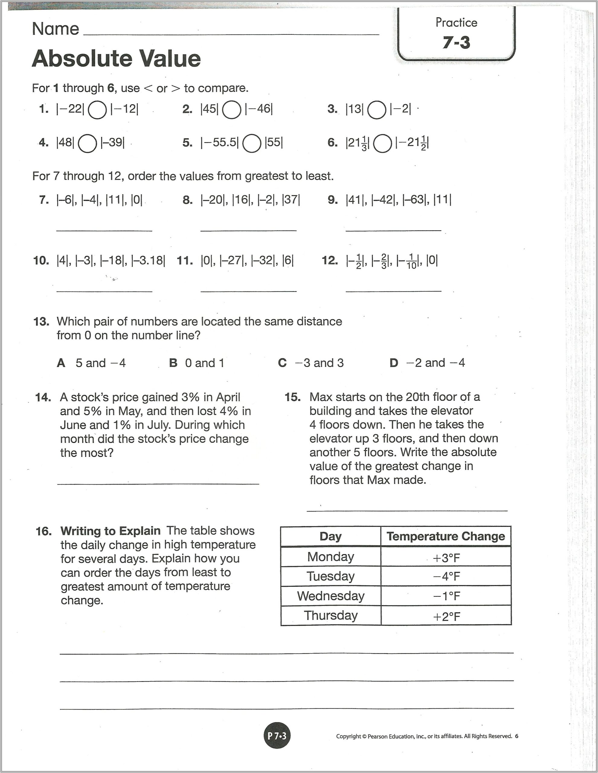 Integers And Rational Numbers Worksheet