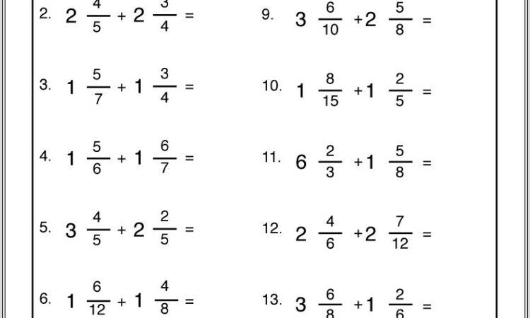 Introduction To Mixed Numbers Worksheet