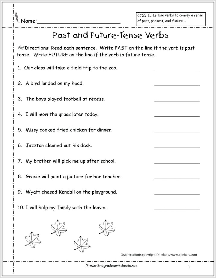 Irregular Verbs Worksheet Second Grade