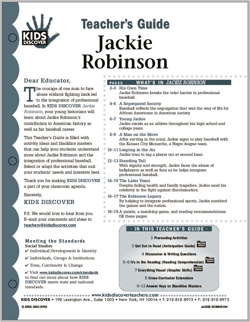 Jackie Robinson 2nd Grade Worksheet