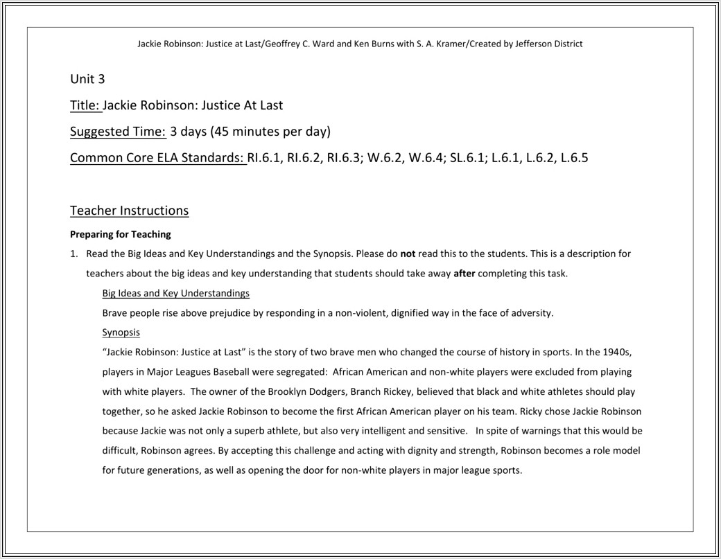 Jackie Robinson Timeline Worksheet