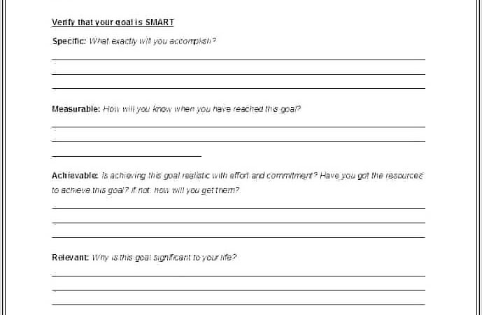 Job Goal Setting Worksheet