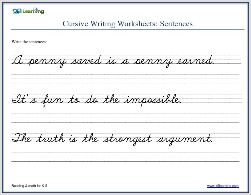 K12reader Cursive Writing Worksheet