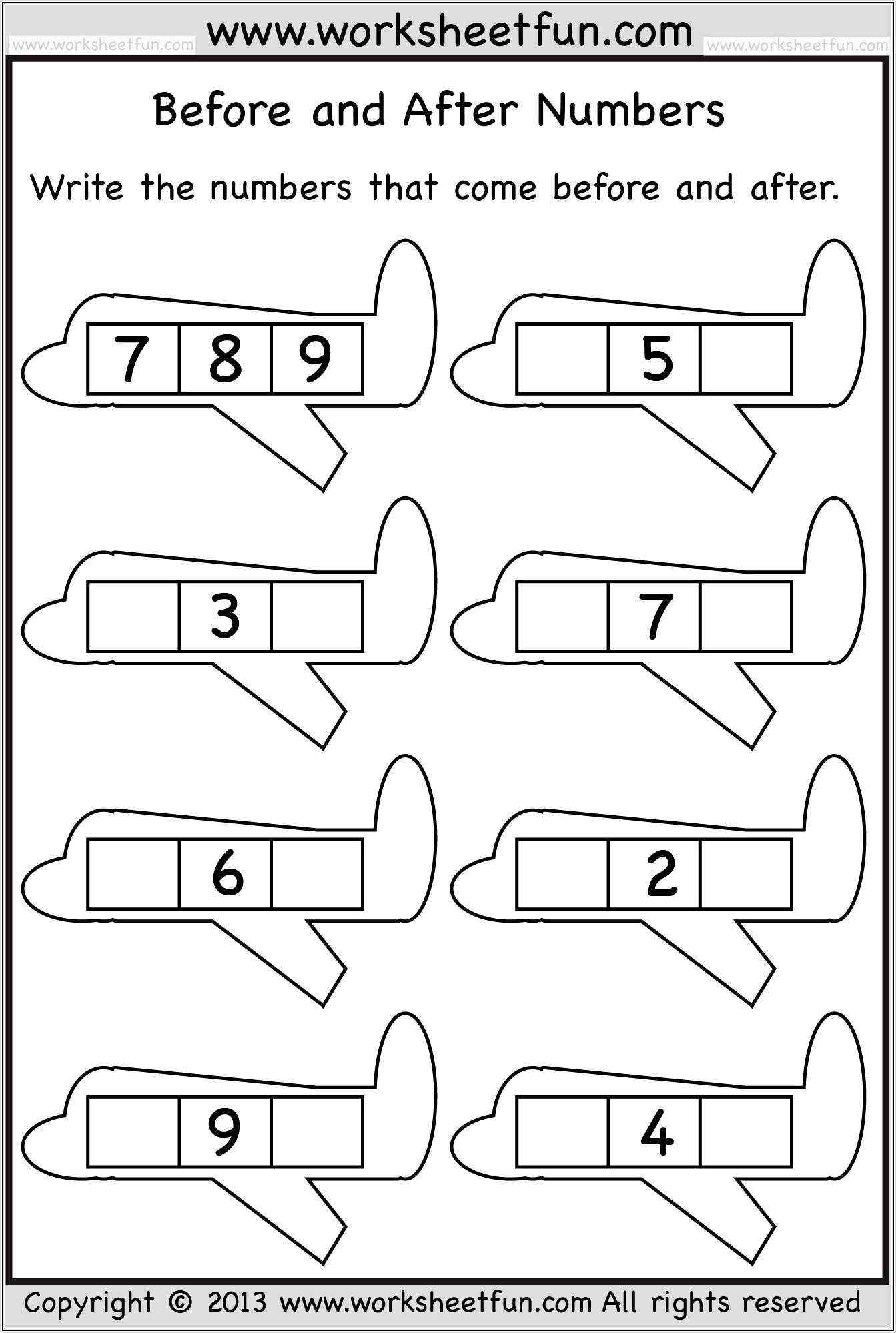 Kindergarten Math Numbers Before And After