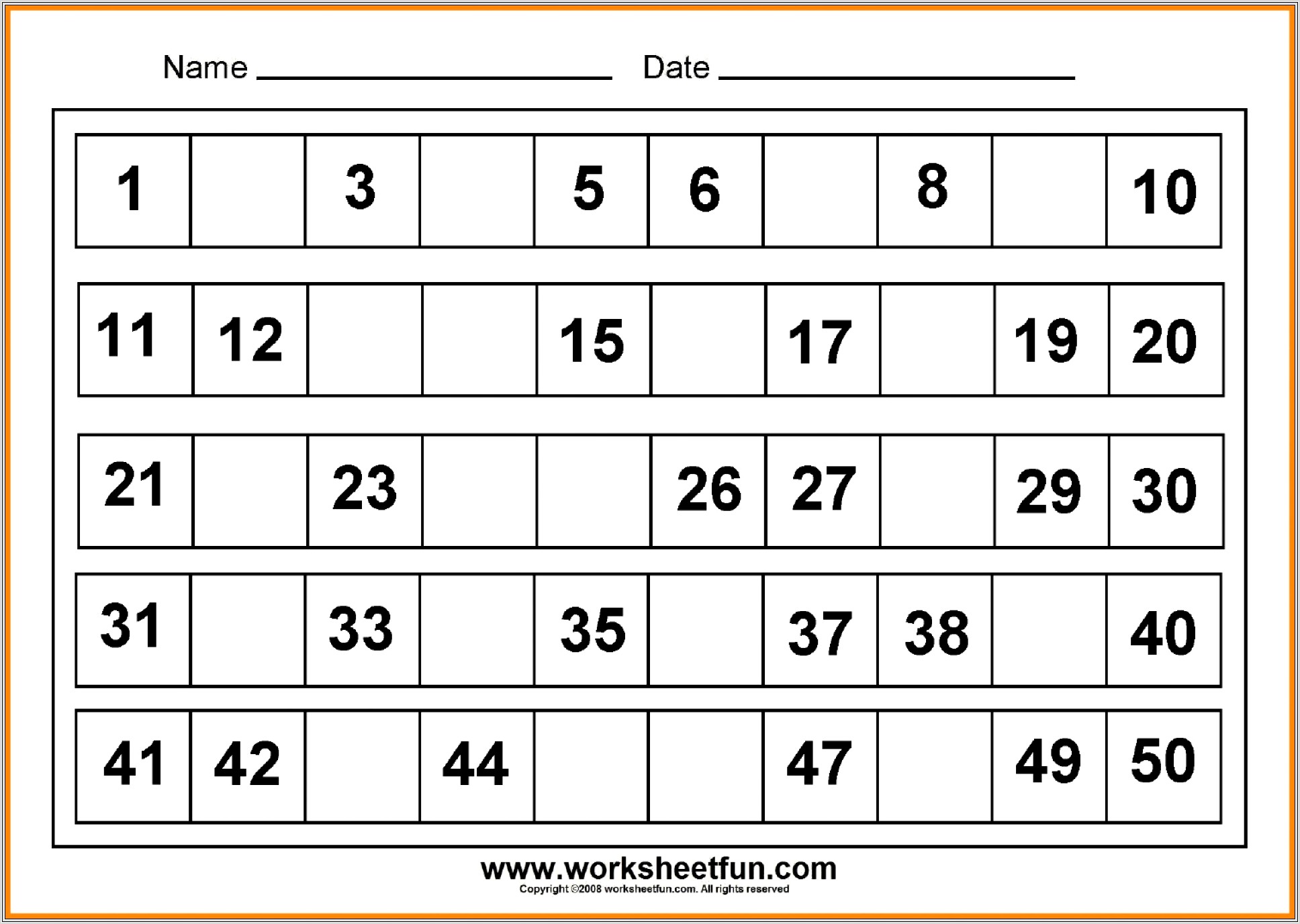 Kindergarten Math Worksheets Missing Numbers 1 10