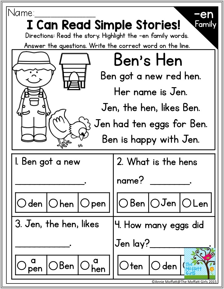Kindergarten Word Families Worksheets