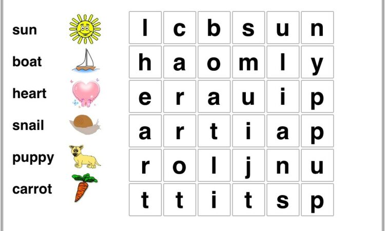 Kindergarten Word Search Games