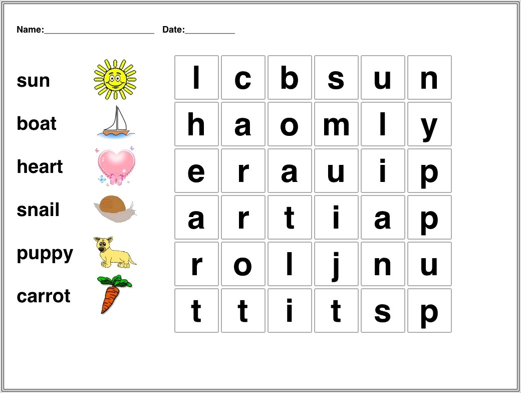 Kindergarten Word Search Games