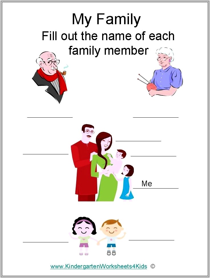 Kindergarten Worksheet About Family