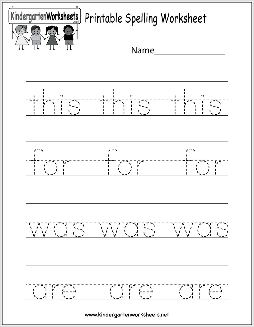 Kindergarten Worksheet In English