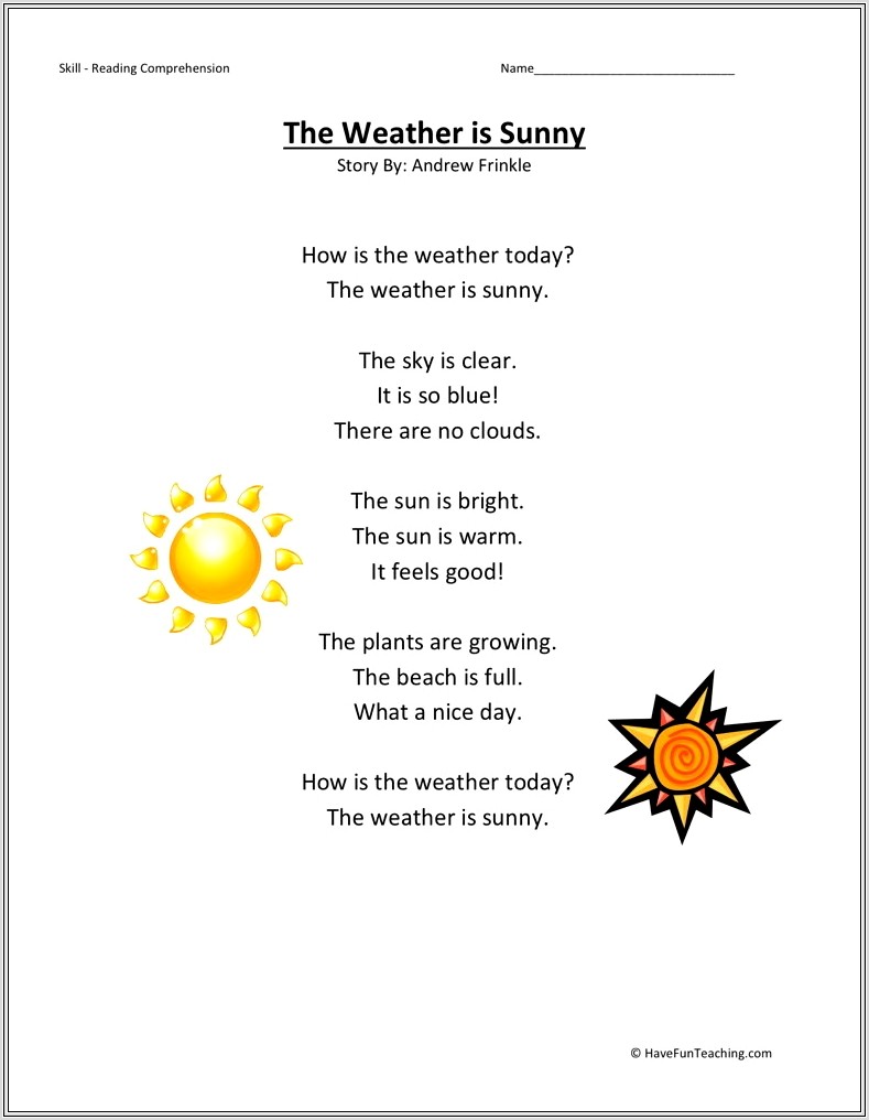 Kindergarten Worksheet On Weather
