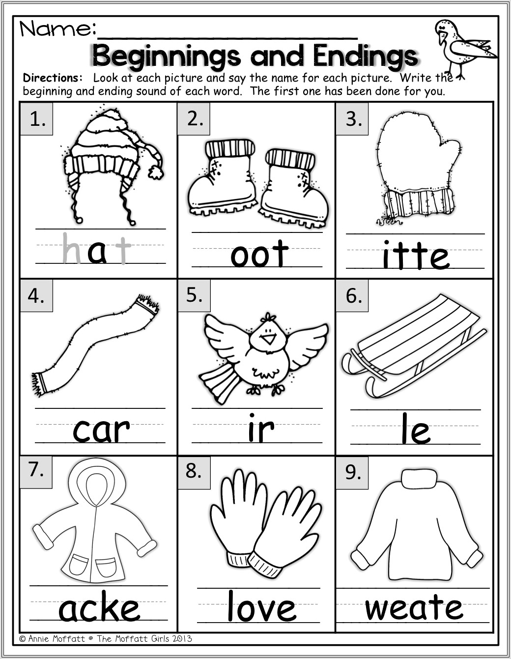 Kindergarten Worksheets Beginning And Ending Sounds
